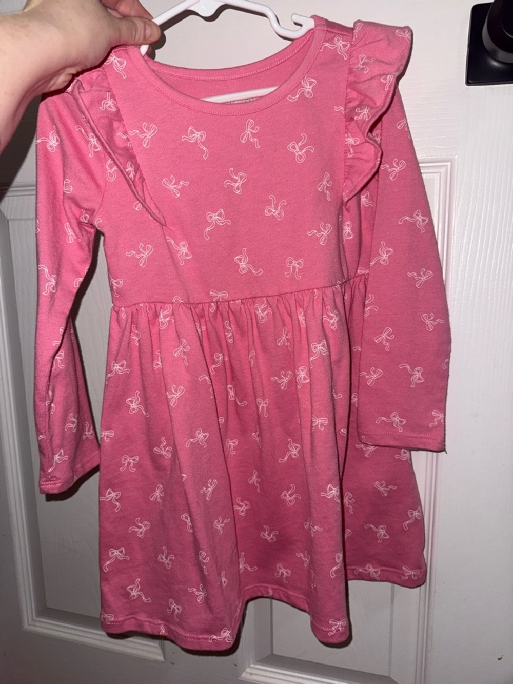 Garanimals Pink Long-Sleeve Ruffle Dress with Bow Print